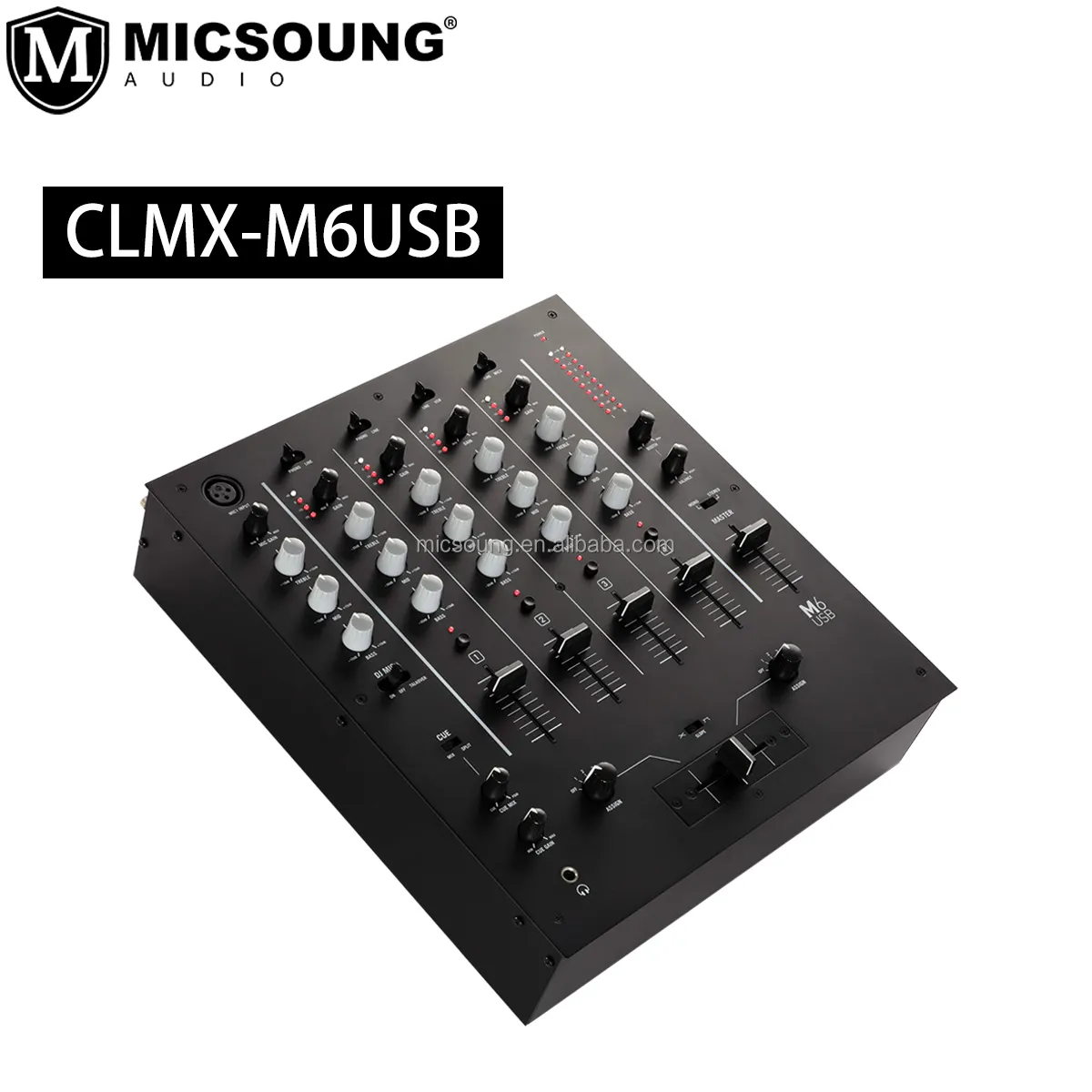 CLMX-M6USB 4-kanaals Dj-Mixer Met Ingebouwde Audio-Interface 3-Band Eq Microfooningang En Vervangbare Hellingcontrole Crossoversi