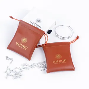 Luxus-Leder-Heralddruck Kopfhörer und Ohrhörer-Verpackungsbeutel Schmucktasche kleiner Kordelzug-Pu-Lederbeutel individuell