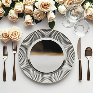 Wholesale Luxury Durable <strong>Metal</strong> Polished Round Charger <strong>Plates</strong> for Weddings Hotels Fujian Home Decor-Customized Stocked Dinnerware - Product Image 1