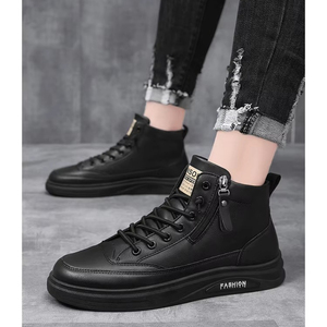 Zapatillas deportivas de hombre de caña alta transpirables, novedad de primavera, de moda, versátiles, negras, informales, suaves, de gran venta. - Product Image 5