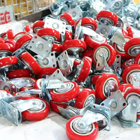 Cache-poussière industriel de moyenne résistance en PP, roulettes pivotantes rouges pour chariot à outils, frein OEM