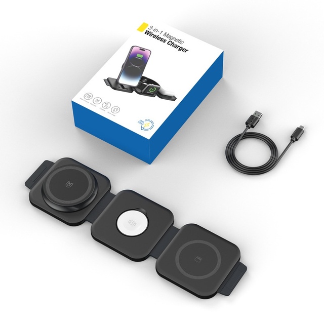High Quality 15W 3-in-1 Wireless Charger Multi-Function Phone Charger with Magnetic Attachment for Apple Devices