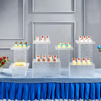 Gaojian Acrylique transparent carré ondulation de l'eau nidification Dessert Buffet Riser Stand vente chaude pour les événements de mariage décoration Carton