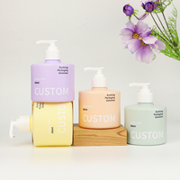 Flacon de shampooing en plastique PE rond de 300 ml, toucher doux et luxueux, logo personnalisé, pompe biodégradable pour crème pour le visage, lotion, emballage cosmétique