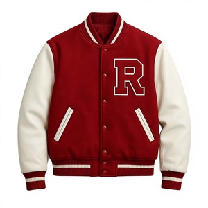 <b>Men's</b> Red <b>White</b> Varsity <b>Jacket</b> custom Embroidered casual Style Baseball Bomber Coat Regular Fit Autumn Wear <b>men</b> varsity <b>jacket</b> - Product Image 1