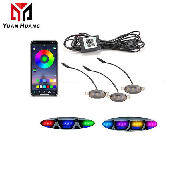 Universal Car Front Grille Lighting DC 12V RGB Flash Daytime Running Light APP Control Grille Decoration Lamp Daytime Fog Light