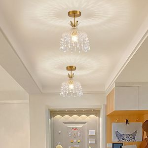 Lustre Rétro Français en Cristal, Source Lumineuse LED Ronde E26, Luminaire Simple pour Entrée et Couloir - Product Image 2