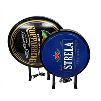 Boîte à lumière LED ronde personnalisée double face en acrylique, enseigne publicitaire rotative illuminée pour bar, pub, magasin