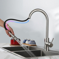 Haute qualité capteur évier chaud froid tirer vers le bas robinet de cuisine intelligent automatique sans contact 304 acier inoxydable gourmet mitigeurs