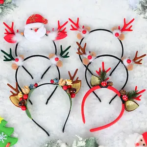 Manufacturers wholesale cute Christmas antler head with Christmas grandpa children's adult headwear