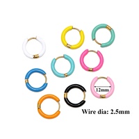 Pendientes de Aro para Mujer Joyería de Moda de Acero Inoxidable con Esmalte Color Caramelo