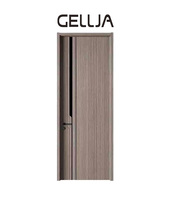 Porte de chambre moderne en bois massif pré-montée GELLJA, norme européenne, isolation phonique, cadre en verre, ouverture coulissante, finition complète