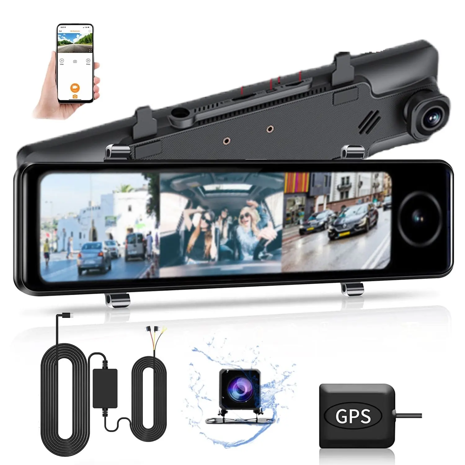 3-объективный 8,1 для Android, передний и внутренний автомобильный черный ящик с GPS ADAS, 12-дюймовый сенсорный экран, 4G, прямая трансляция, видеорегистратор