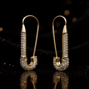 Orecchini a cerchio placcati oro E3662 con micro inserti di strass di cristallo per donna, gioielli di lusso per feste - Product Image 2