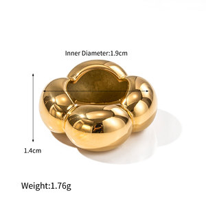 Chunky fu sıcak satış altın kaplama yüzükler Set tıknaz parlak paslanmaz çelik basit düzensiz dokulu yüzükler - Product Image 2