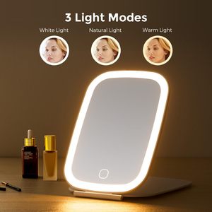 กระจกแต่งหน้าแบบพกพาพับไ<span class=keywords><strong>ด</strong></span>้ CF พร้อมไฟ LED ควบคุมการหรี่แสงได้ 3 โหมด  แบบสัมผัส  สำหรับวางบนโต๊ะ  ชาร์<span class=keywords><strong>จ</strong></span>ไฟได้ - Product Image 4