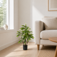Arbre d'acacia artificiel de 80 cm en pot, en plastique, à plusieurs branches, vert vif, plante artificielle pour l'intérieur et l'extérieur, décoration de la maison et du jardin