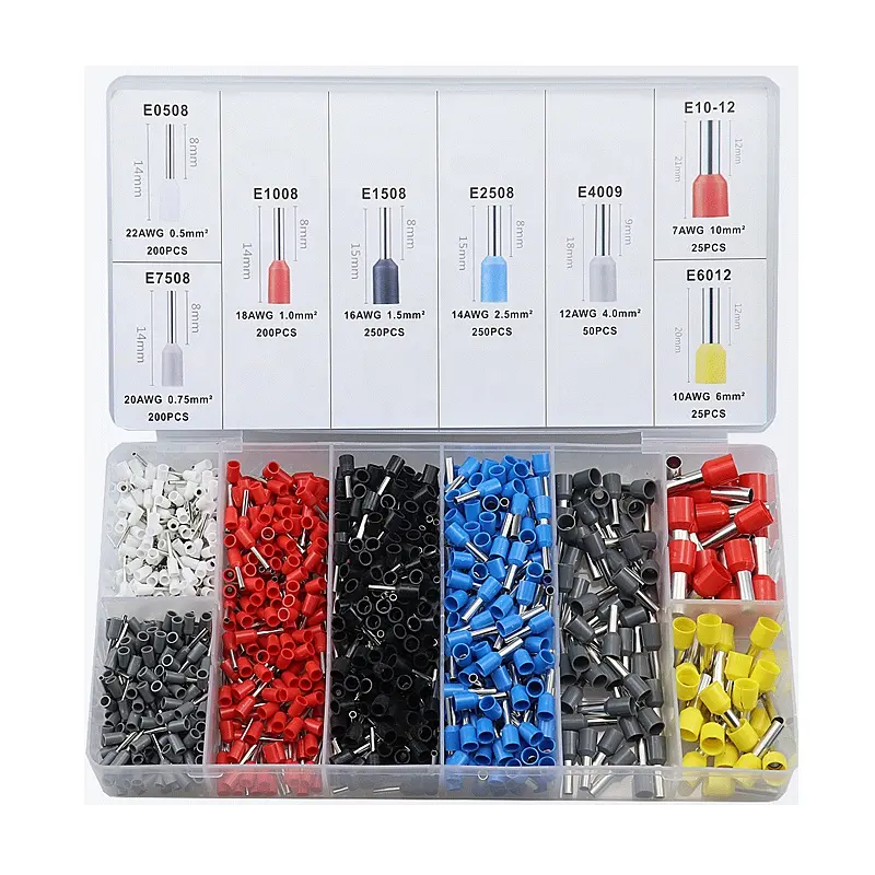 1200PCS Tube insulating Insulated terminals Cable Wire Connector Crimp Terminal Set Kit VE cold-pressed European terminal