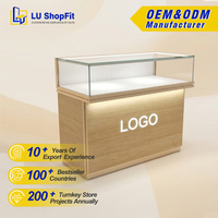 Desain Konter Toko Perhiasan Mewah, Konter Toko dengan Veneer Kayu, Lemari Pajangan Jam Tangan untuk Pusat Perbelanjaan