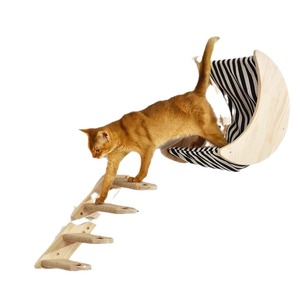 Estructura de madera para gatos, plataforma de salto para montar en la pared con hamaca para gatos de interior, diseño minimalista, 32x15x39cm - Product Image 1