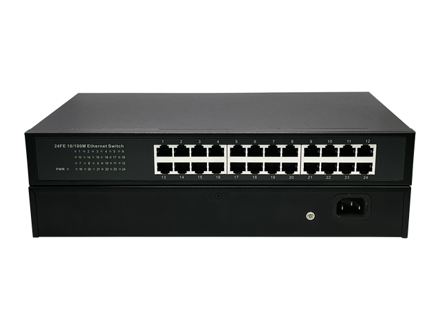 Factory Hot Selling 24-Port Network Switch 10/100Mbps with QoS Vlan Iron Shell 24 RJ45 Fast Enterprise Ethernet Network Switch