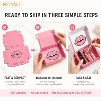 Boîte d'expédition rose vif imprimée en pop art pleine surface, avec illustration recto-verso, pour kit de maquillage de marque cosmétique, emballage de beauté en gros
