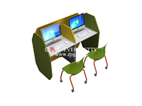 Conception populaire laboratoire 4 places bureau d'ordinateur Table en bois support de siège Table de support de processeur avec cloisons