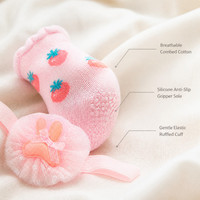 Lot de 2 chaussettes antidérapantes en coton pour nouveau-nés (0-3 ans) avec bandeau lapin + ensembles tricotés antidérapants jetables pour bébés et tout-petits