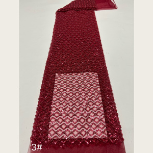 Tissu en <span class=keywords><strong>tulle</strong></span> perlé à motif losanges creux inclinés G4125, 8 couleurs, avec sequins, pour robe de mariée et de demoiselle d'honneur - Product Image 5