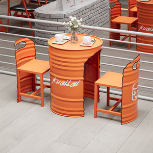 Conjunto de Muebles de Barril de Metal Industrial, Mesa y Taburetes de Barril para Pub, Cafetería, Restaurante - Product Image 2
