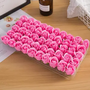 Venta al por mayor 50 unids/caja artificial jabón flor 4 cm flores para la boda de Día de San Valentín