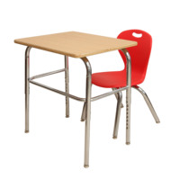 Table en bois finition chromée avec chaise à assise en plastique, mobilier préscolaire, table et chaise d'étude pour enfants