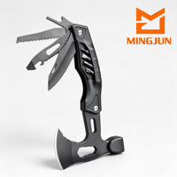 Ensemble d'outils de camping multifonctionnel marteau-axe avec couteau de camping pliable, manche en aluminium, modèle F210AB-H