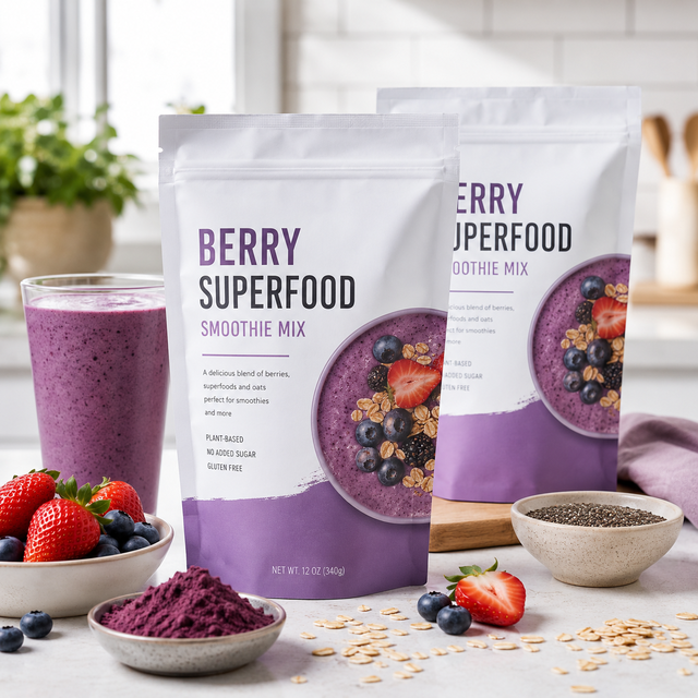 Custom Printed Zipper Stand up Pouch Mono PE Material Sustainable Protein Powder Packaging Bag 1kg 2kg 5lb