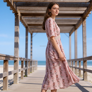 Vestido Maxi Bohemio con Estampado Floral Personalizado para Mujer, Vestidos para Fiestas en el Jardín - Product Image 2