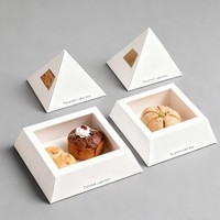 Boîte pyramide en papier Boîtes d'emballage à gâteaux pyramidales Boîte cadeau au design unique pour emballage de qualité alimentaire de biscuits au chocolat avec poignée