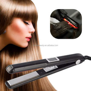 Private Label Flat Iron portatile Display LCD in titanio piastra <span class=keywords><strong>per</strong></span> <span class=keywords><strong>capelli</strong></span> ad ultrasuoni a infrarossi con piastra fredda di colore nero - Product Image 2