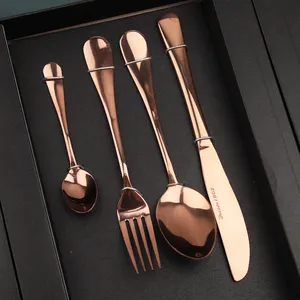Eco-friendly Copper Plated Rose Gold Cutlery 4pc Stainless Steel Flatware Set