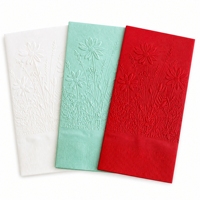 Serviettes en papier gaufrées motif fleurs sauvages pour buffet, serviettes d'invité pour mariage, douche nuptiale, fournitures de fête et décoration