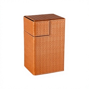 Boîte de rangement portable en cuir marron à deux couches avec fermeture magnétique pour cartes de tarot et jeux de société - Product Image 3