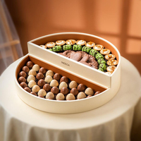 Boîtes d'emballage personnalisées en cuir pour dattes et chocolats de mariage, double couche, avec couvercle transparent semi-acrylique, boîte cadeau pour dattes, bonbons et desserts