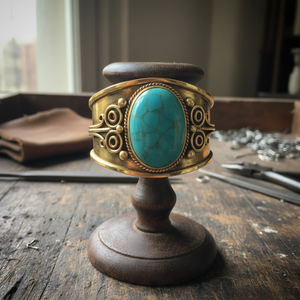 Pulsera de Hombre Estilo Bohemio con Gemas Rudra Certificadas en Oro de 14K, Cabujón de Labradorita Hecho a Mano, Cuentas de Plata Tibetana y Baño de Rodio - Product Image 1