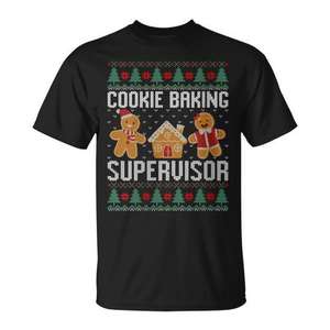 T-shirt de superviseur de la préparation des biscuits de Noël, design de pain d'épices festif - Product Image 1
