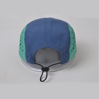 Casquette de course personnalisée perforée à cinq panneaux avec découpe laser triangulaire, casquette de camping en nylon à cordon de serrage pour coureurs