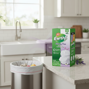 Sacchi per la Spazzatura EarthX Strong Flex da 13 Galloni con Cordoncino, Controllo Odori, per Uso in Cucina, Confezione da 40 - Product Image 2