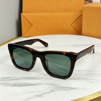 Lunettes de soleil polarisées unisexes vertes en métal à monture carrée intégrale avec verres PC dégradés et protection UV pour activités de plein air et mode