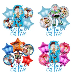5 pièces dessin animé jouet histoire Woody Buzz lumière année feuille ballons pour enfants ballons à Air pour la décoration de fête d'anniversaire