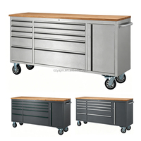 Chariot d'atelier mobile industriel en gros, 10 tiroirs, dessus en acier inoxydable, armoire à outils robuste avec roulettes puissantes