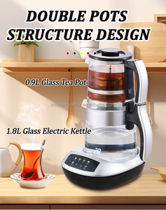 Kỹ Thuật Số chiếu cách điện Ấm đun nước 1.8 + 0.9L hai lớp ấm đun nước điện màu cảm ứng hiển thị cao Borosilicate kính vỏ - Product Image 5