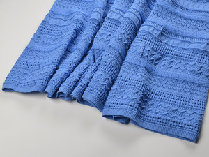 Nuovo Abito Lungo da Donna Elegante e Alla Moda, Senza Maniche, con Scollo a O, Motivo a Onde <span class=keywords><strong>Blu</strong></span>, in <span class=keywords><strong>Maglia</strong></span> Aderente in Vita, Stile A-line - Product Image 5